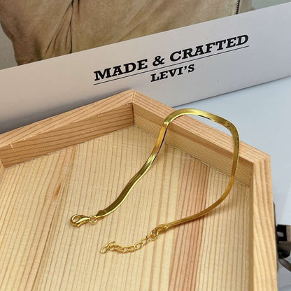 [LuckyStar]Flat Snake Bone Chain Blade Necklace