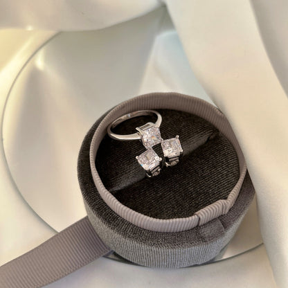 [LuckyStar] 1,0 Karat strahlende Prinzess-Schliff-Hochzeitsohrringe
