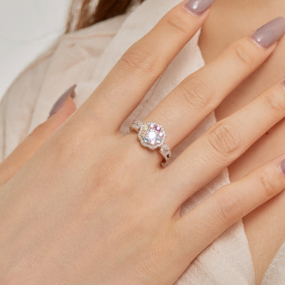 [LuckyStar]Delicate Colorful Round Cut Flower Shape Wedding Ring