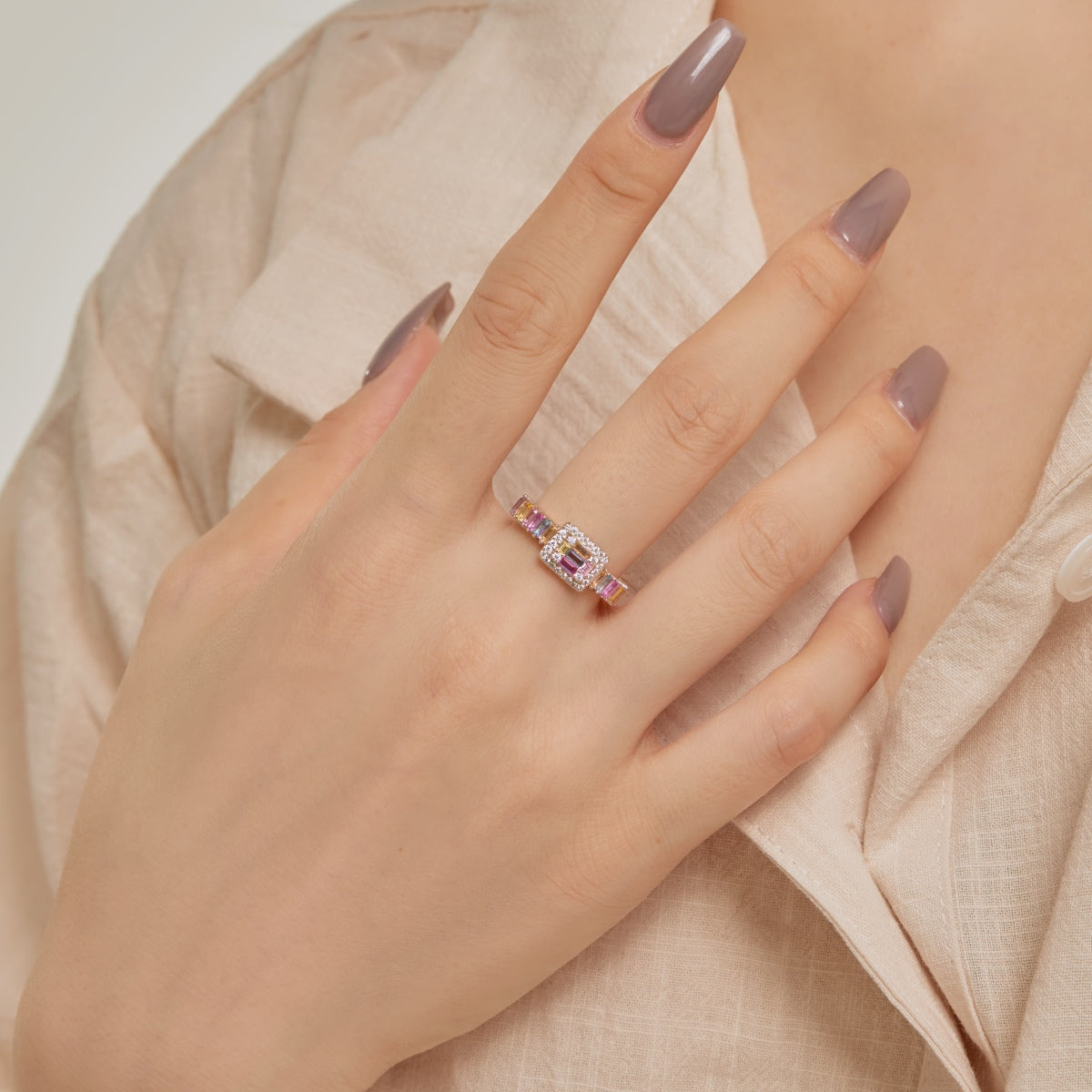 [LuckyStar]Exquisite Colorful Radiant Cut Party Ring
