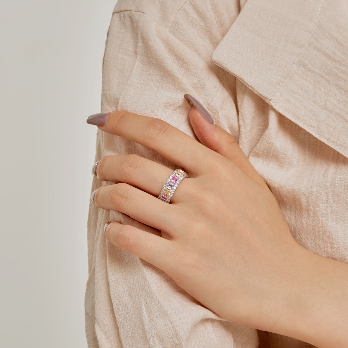 [LuckyStar]Dainty Colorful Radiant Cut Daily Ring