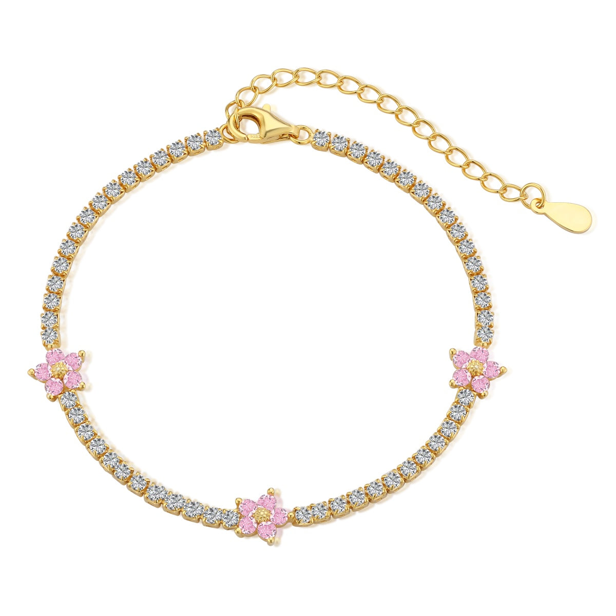 [LuckyStar]Sparkling Flower Shape Tennis Bracelet