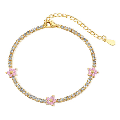[LuckyStar]Sparkling Flower Shape Tennis Bracelet