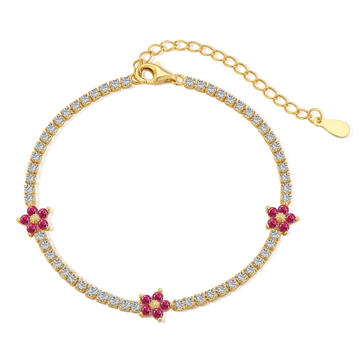 [LuckyStar]Sparkling Flower Shape Tennis Bracelet