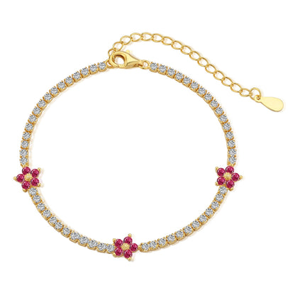[LuckyStar]Sparkling Flower Shape Tennis Bracelet