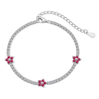 [LuckyStar]Sparkling Flower Shape Tennis Bracelet