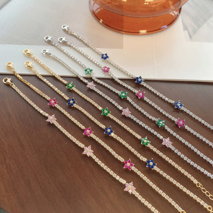 [LuckyStar]Sparkling Flower Shape Tennis Bracelet
