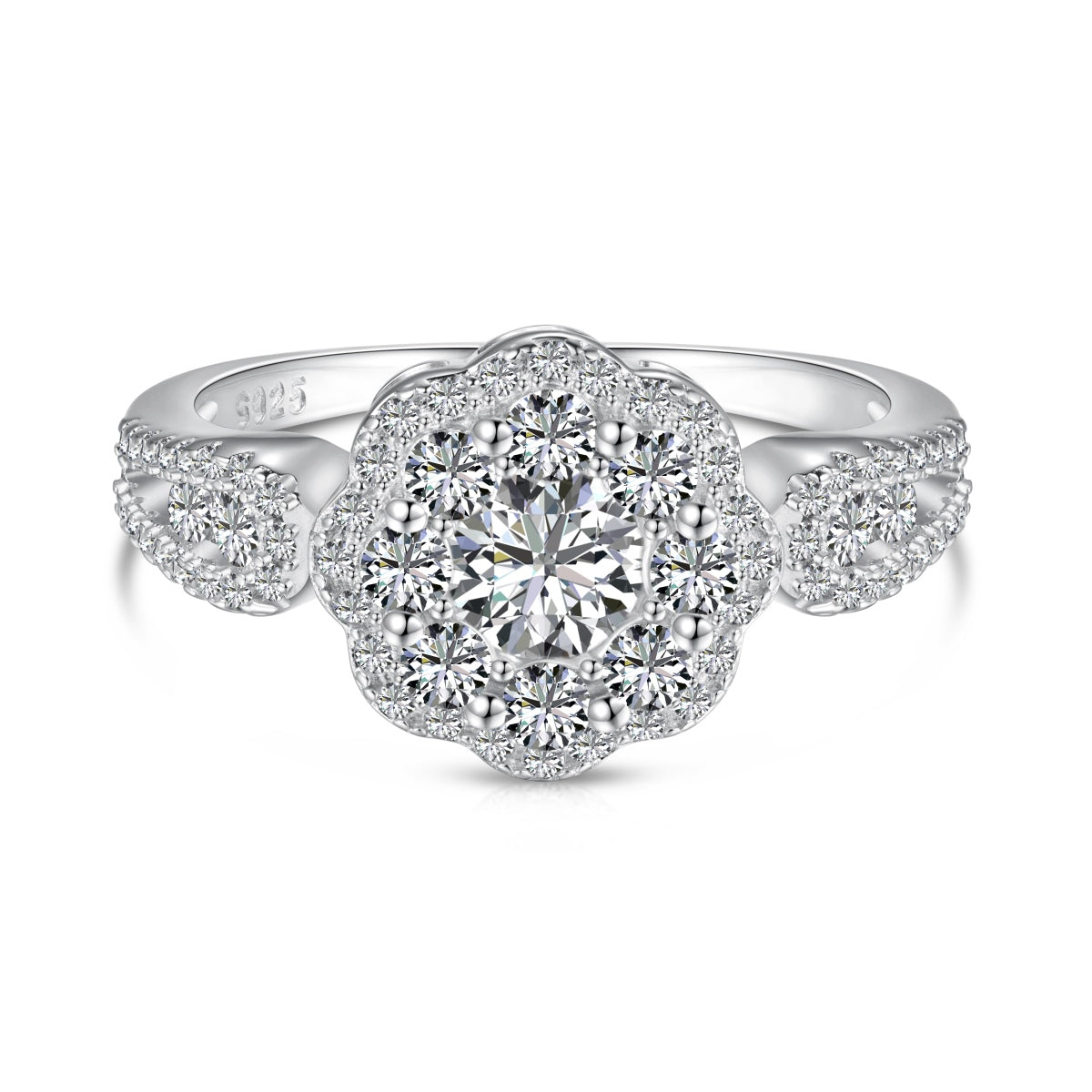 [LuckyStar]Delicate Colorful Round Cut Flower Shape Wedding Ring