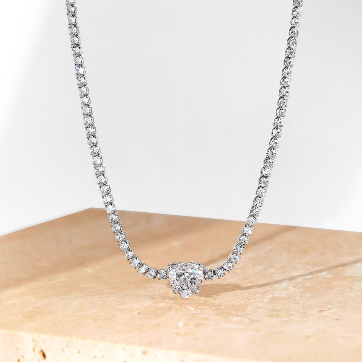 [LuckyStar]2.0 Carat Sparkling Tennis Heart Cut Necklace