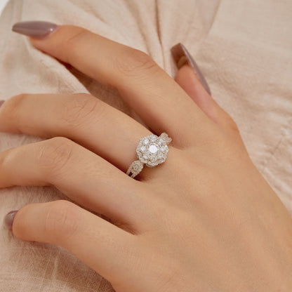 [LuckyStar]Delicate Colorful Round Cut Flower Shape Wedding Ring