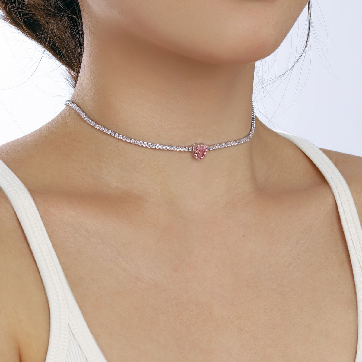 [LuckyStar]2.0 Carat Sparkling Tennis Heart Cut Necklace