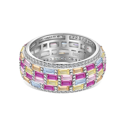 [LuckyStar] Strahlender bunter Alltagsring mit Radiantschliff