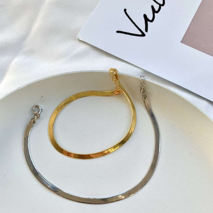 [LuckyStar]Flat Snake Bone Chain Blade Necklace